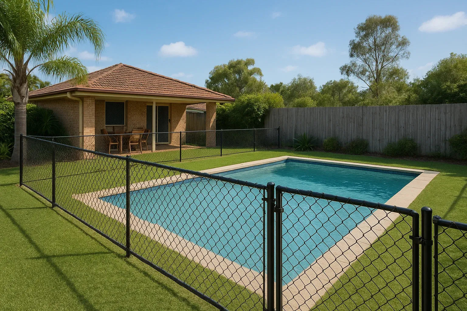 Mesh pool fencing in a Brisbane backyard