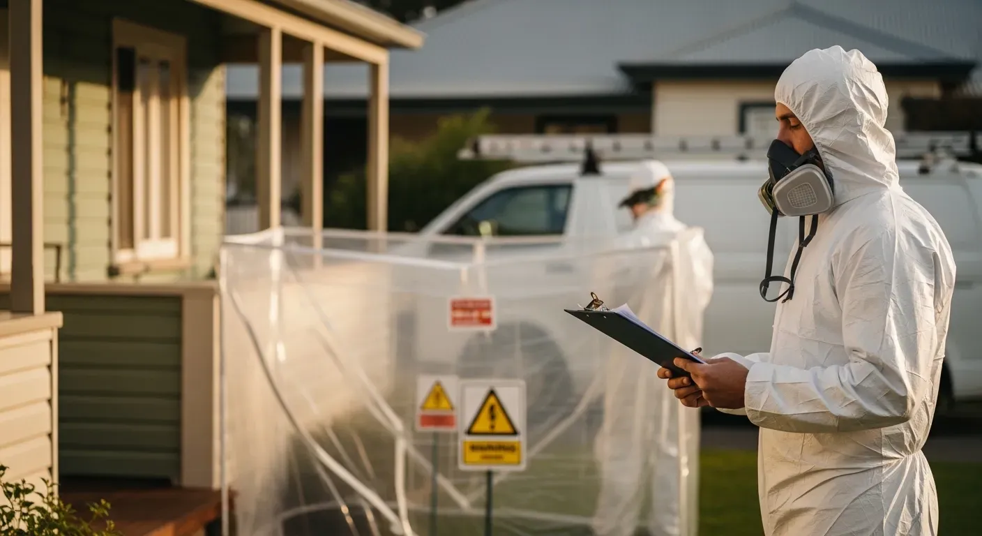 Licensed asbestos professional reviewing compliance documentation in Cairns