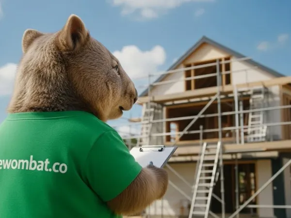 The Wombat™ mascot celebrating successful home renovation projects in Gold Coast, QLD